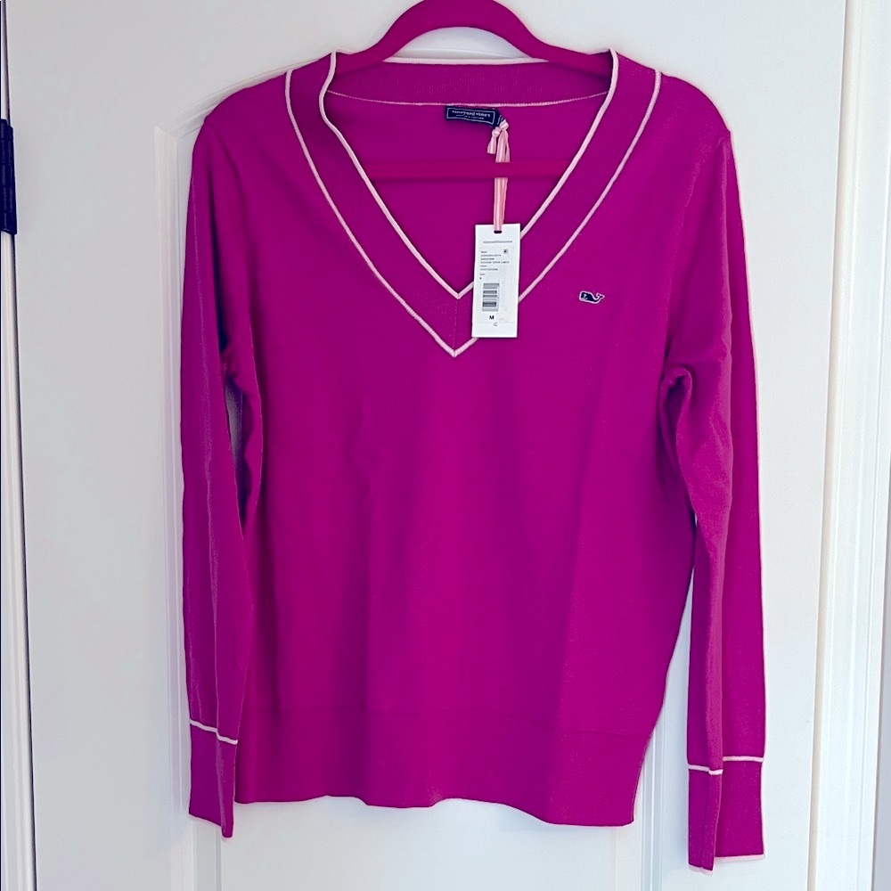 Brand New, never worn! Vineyard Vines Fuchsia V-Neck Sweater